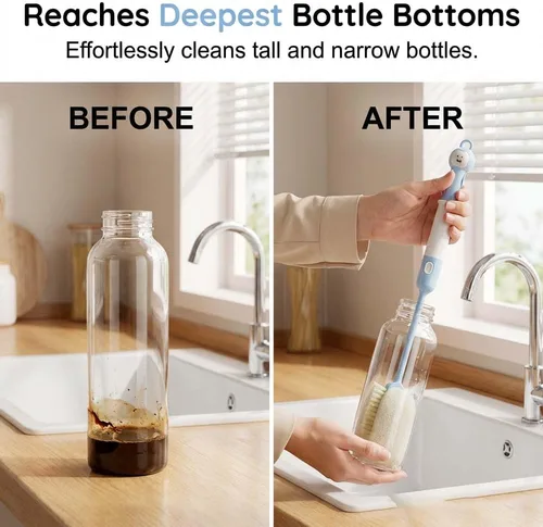 Miniatura 3 de Juego de cepillos de limpieza de botellas 5 en 1, herramienta de limpieza multifuncional de cepillo de tapa 2026, cepillo de limpieza de botellas