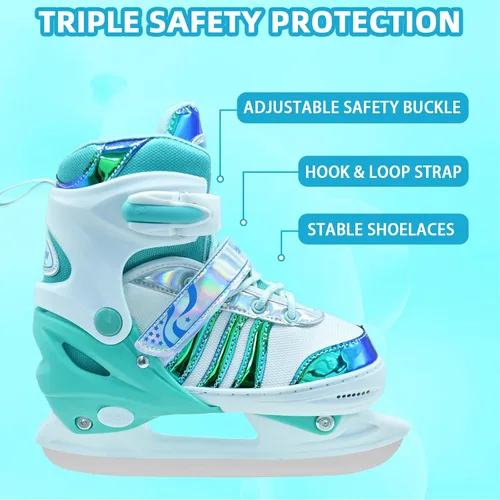 Miniatura 3 de Patines de Hielo Ajustables, Patines de Hielo de Cuchilla Lisa para Edades 3-12, Patines de Hielo con Forro Cómodo para Principiantes Niños y Niñas