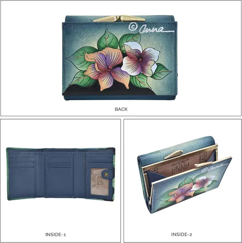 Miniatura 28 de Anna by Anuschka Cartera de tres pliegues pintada a mano para mujer de cuero