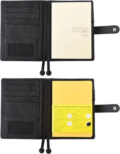 Miniatura 3 de Funda para planificador de cuero genuino A6 con presilla para bolígrafo, ranuras para tarjetas, bolsillos con cremallera, funda para organizador