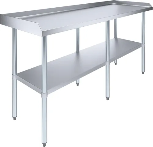 Miniatura 13 de AmGood Mesa de trabajo comercial con protector antisalpicaduras y protectores laterales Altura: 35" Mesa de preparación de acero inoxidable