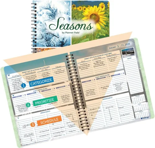 Miniatura 10 de Planner Pad Encuadernado en Espiral Octubre 2024 – Septiembre 2025 6 3/4" x 8 1/2" Organizador Mediano de 3 Niveles Funnel Down de 12 Meses