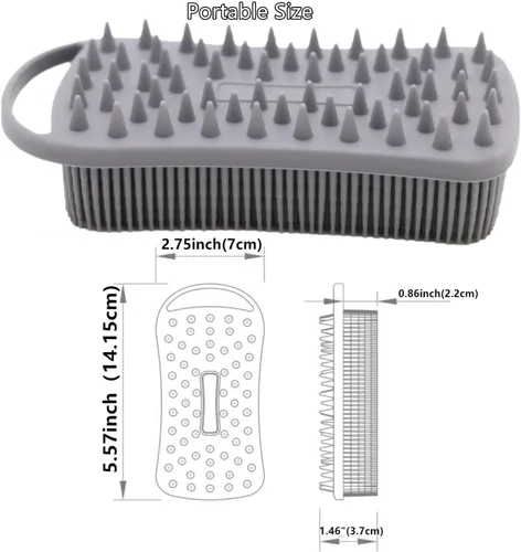 Miniatura 7 de Paquete de 2 exfoliantes corporales de silicona de doble cara para exfoliación, ducha y masaje del cuero cabelludo, cepillo 2 en 1 para baño