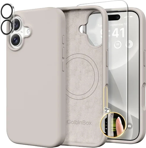 Miniatura 64 de GolbinBox Funda magnética para iPhone 17, compatible con MagSafe, cubierta de silicona integrada para control de cámara, funda de silicona líquida a