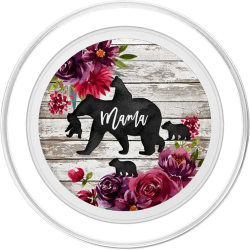 Miniatura 2 de Mama Bear Four Baby Cubs - PopSockets PopSockets de madera rústica de granero burdeos PopSockets PopGrip: agarre intercambiable para teléfonos