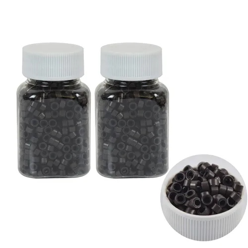 Miniatura 18 de 500 cuentas de extensiones de cabello con micro anillos forrados de silicona de 0.197 in, cuentas para extensiones de cabello con punta I
