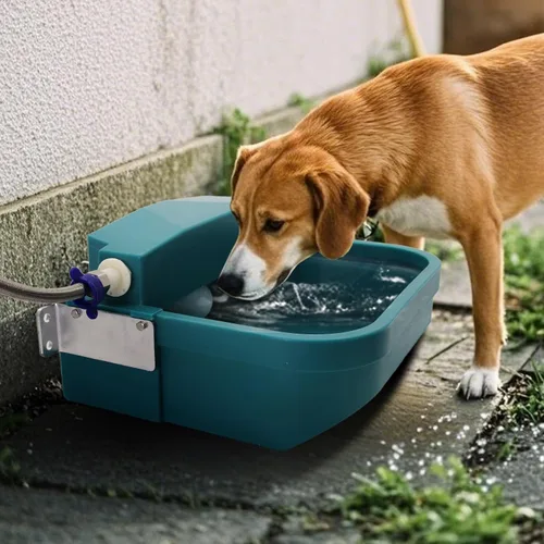 Miniatura 7 de Dispensador automático de agua para perros grandes, cuenco de agua potable para animales de 8 litros con válvula de flotador y orificio de drenaje
