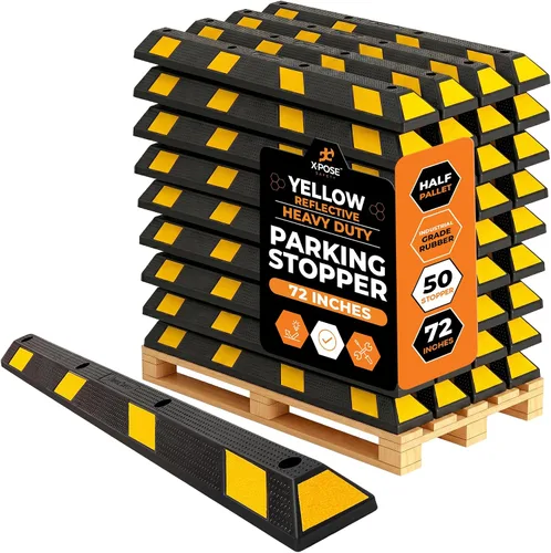 Miniatura 26 de Xpose Safety Tope de goma resistente de 22 pulgadas para estacionamiento, paquete de 2 bloques de ruedas para garaje, entrada o rampa, tope