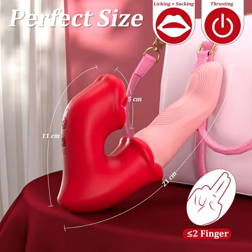 Miniatura 6 de Juguetes sexuales para adultos para mujeres, consolador en forma de dedo con 10 modos de oscilación, lamer y vibración, empuje de anillo deslizante