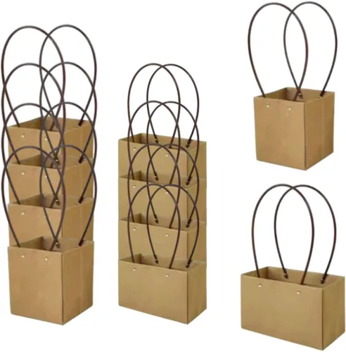 Miniatura 2 de Ckuakiwu Bolsas de ramo de flores, bolsa de regalo de flores de papel kraft con asa, bolsa de regalo, caja de regalo floral para recuerdos