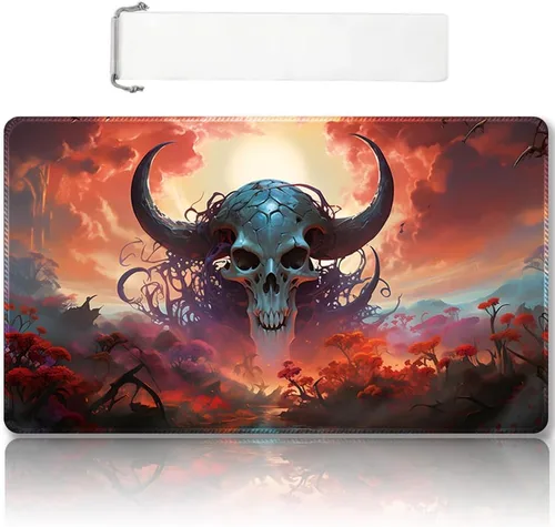 Miniatura 61 de Tapete de juego MTG cosido de alta calidad con zonas y respaldo de goma antideslizante, tapete de juego TCG para MTG y otros juegos de cartas, Dkt
