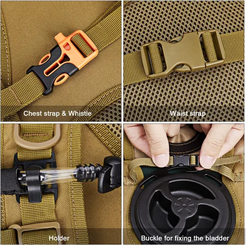 Miniatura 4 de G4Free Mochila de hidratación táctica militar con vejiga mejorada de 3L para senderismo, correr, ciclismo Canela