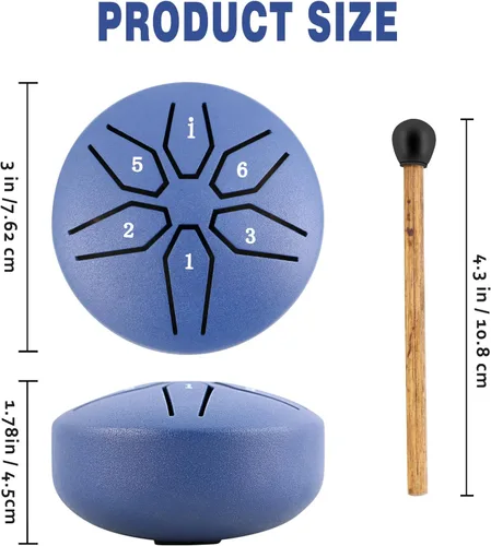 Miniatura 5 de EASTROCK Mini Tambor de Lengua de Acero para Niños 3 Pulgadas 6 Notas Instrumento de Percusión Handpan Clave de Do con Mazos, Libro de Música Violeta
