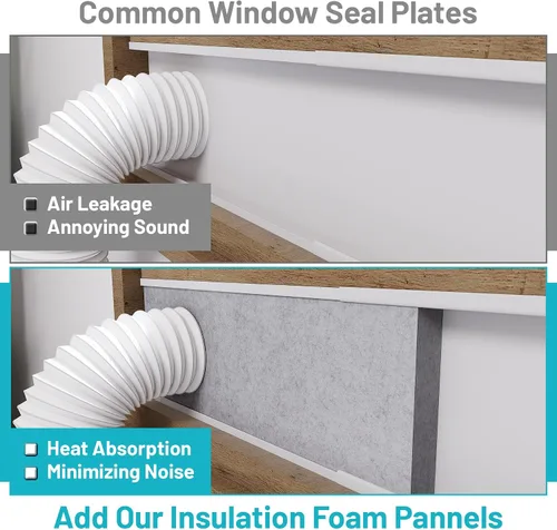 Miniatura 8 de Paneles de espuma aislante de doble capa para aire acondicionado portátil, kit de ventilación de ventana, kit de ventana de ventilación de secadora