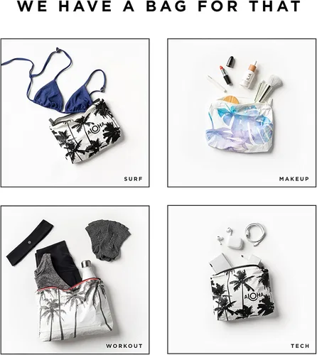 Miniatura 5 de ALOHA Collection Bolsa media Bolsa de maquillaje ligera, plegable y a prueba de salpicaduras Fácil de limpiar