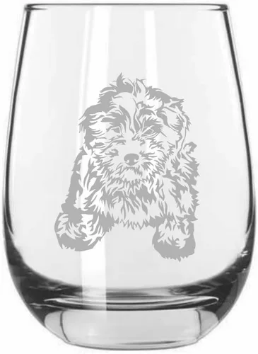 Miniatura 175 de Sakhalin Husky Dog - Copa de vino grabada personalizada de 15.25 onzas sin tallo