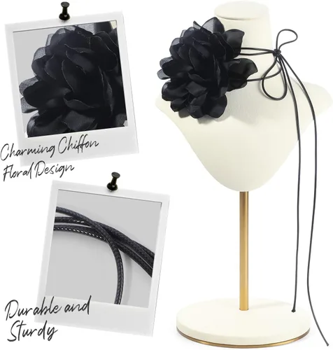 Miniatura 3 de KIMI RAJI Gargantilla de flores para mujer, gargantilla de terciopelo largo de terciopelo para mujeres, niñas, novia, boda, fiesta, verano, collares