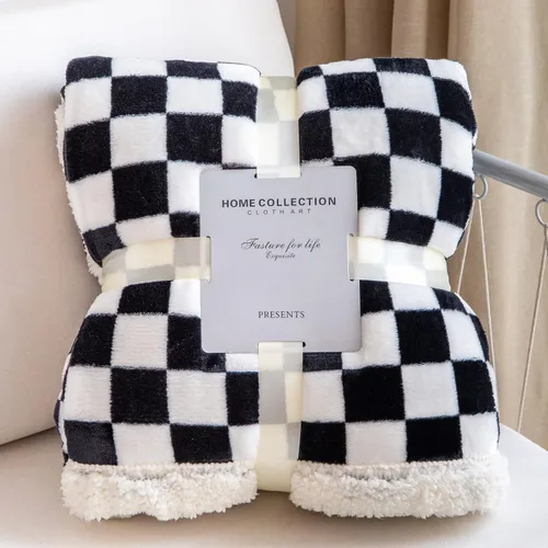 Miniatura 7 de LOMAO - Manta de sherpa de forro polar con patrón a cuadros, suave y gruesa, lujosa, cálida y acogedora para sofá, cama o sillón, para todas