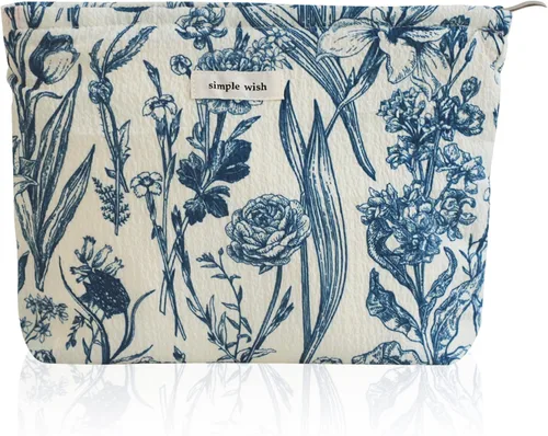 Miniatura 17 de Wudygirl Bolsa de maquillaje de lona para mujer, organizador estético de maquillaje, bolsa de maquillaje de viaje, bolsa de aseo para bolso, bolsa