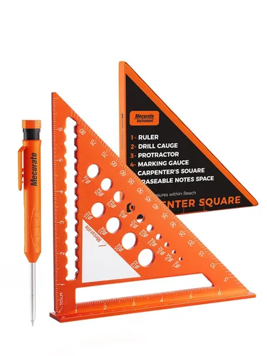 Miniatura 9 de Mecurate Rafter Square, Cuadrado de Viga de 12 Pulgadas Triángulo Cuadrado de Carpintero de Aluminio Fundido a Presión para Carpintería y Ebanistería