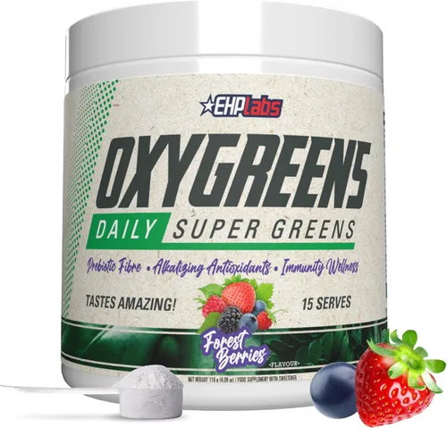 Miniatura 15 de EHP Labs OxyGreens Super Greens Powder - Superalimento de espirulina y clorella, jugo verde en polvo y suplementos de verduras con fibra prebiótica