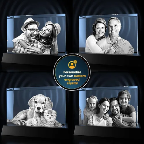 Miniatura 3 de STRONGUS Regalo personalizado de fotos de cristal 3D para papá, imagen grabada personalizada en cristal óptico de primera calidad, recuerdo