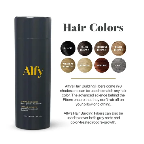 Miniatura 4 de Alfy Kit de iniciación – Fibras capilares para adelgazar el cabello – Fibras de queratina de primera calidad para hombres y mujeres – Fibras