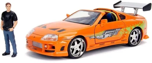 Jada Fast & Furious Toyota Supra 1995 de Brian Modelo de fundición a presión – Escala 1:24 Auto de fundición a presión duradero – Incluye figura de