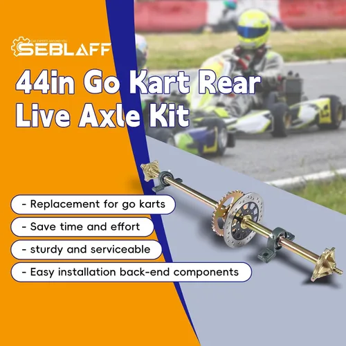 Miniatura 2 de Kit de eje trasero vivo de 44 pulgadas/1120 mm para Go Kart de cuadra con piñón, freno, rueda y cubo de reemplazo para ATV, cuadra y Go Karts