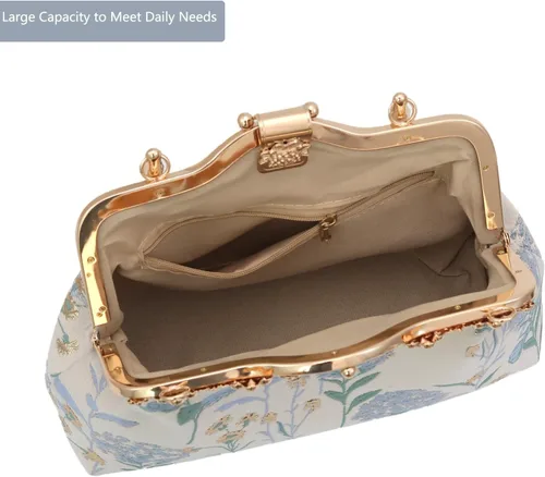 Miniatura 3 de YeBon Retro Shoulder Chain Messenger Clutch Chinese Style Embroidered Jacquard Women's Evening Bags