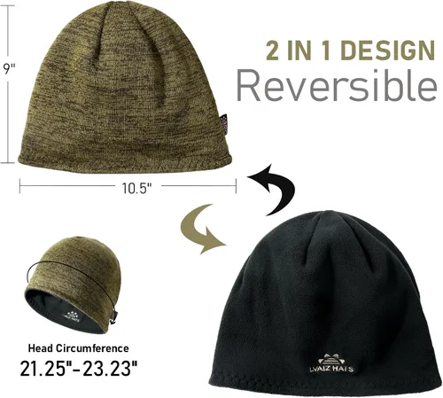 Miniatura 4 de Lvaiz - Gorro de invierno con forro polar para hombre, reversible, resistente al viento, cálido, para mujer
