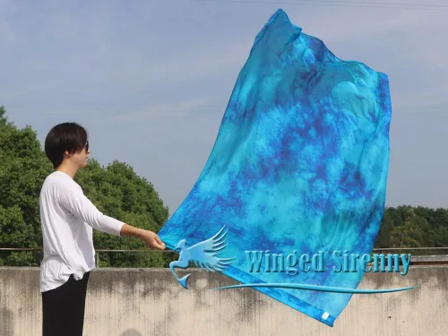 Miniatura 6 de Winged Sirenny Banderas flexibles de alabanza porfética de adoración de danza, serpentina rectangular de 50 pulgadas (luna azul)
