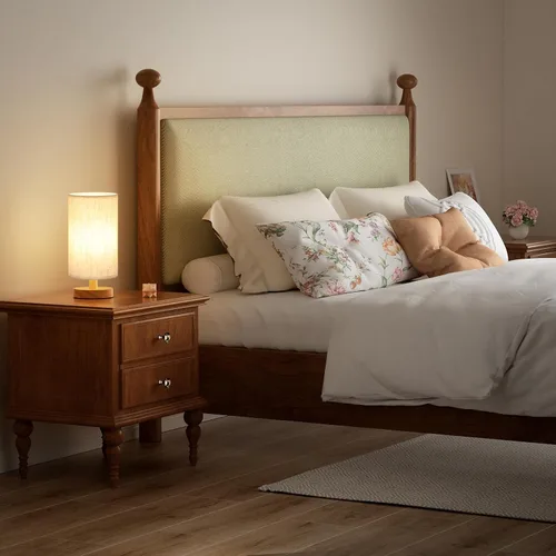 Miniatura 6 de Fenmzee Lámpara de mesa pequeña para dormitorio, control en línea, lámpara de noche con bombilla LED A15 de 3000 K, fácil montaje