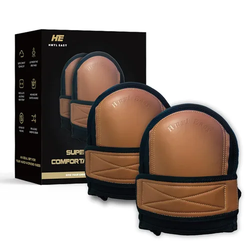 Rodilleras de Cuero Súper Suaves para Trabajo con Correa Ancha Individual Antideslizante, Estilo Corto Disponible, Rodilleras con Cojín Interior