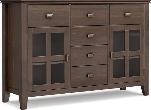 Miniatura 22 de SIMPLIHOME Artisan Buffet - Aparador de 3 puertas de madera maciza de 54 pulgadas de ancho en gris envejecido, gabinete de almacenamiento