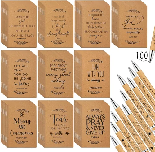 Miniatura 9 de Fuutreo Juego de 40 piezas de regalo cristiano con versículos de la Biblia, diarios de oración, bolígrafos inspiradores religiosos, mini cuaderno