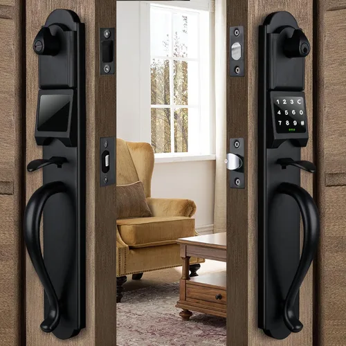 Cerradura de puerta de entrada sin llave con juego de manija, manija de puerta exterior inteligente electrónica con teclado, mano derecha