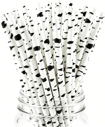 Paquete de 100 pajitas de papel biodegradable de corteza de abedul para cumpleaños, bodas, baby showers, ciberfestividades, celebraciones y fiestas