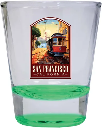 Miniatura 4 de San Francisco California C Souvenir - Vaso de chupito redondo de 1.5 onzas, color azul, paquete de 2