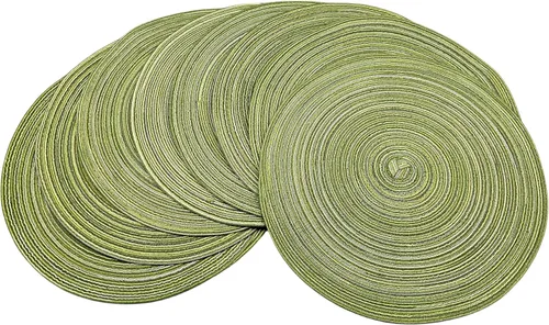 Miniatura 20 de WAZAIGUR - Manteles individuales redondos para mesa de comedor (tela resistente al calor, antideslizantes, 14 pulgadas de diámetro)