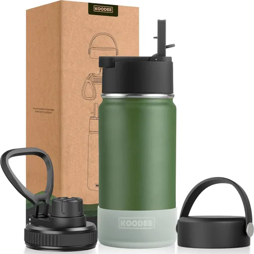 Miniatura 90 de koodee Insulated Water Bottle, 32 oz Stainless Steel Double Wall Vacuum Wide Mouth Sport Bottle with Leakproof Spout Lid (Navy)