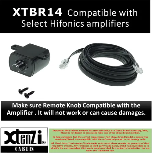 Miniatura 2 de Xtenzi Control remoto XTBR14 de control de volumen de ganancia de graves compatible con amplificadores Hifonics HFR-3