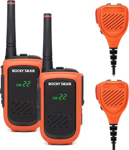 Miniatura 13 de Rocky Talkie Expedition Radio de 5 Vatios con Micrófono de Mano Impermeable - Radio GMRS con Impermeabilización IP67, Walkie Talkie de Largo