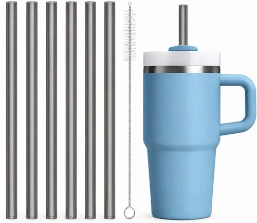 Pajitas de repuesto compatibles con vaso Stanley Quencher de 20 onzas, popotes reutilizables de 8.5 pulgadas, accesorios para vasos de bebida, color