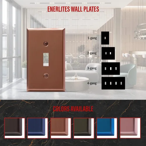 Miniatura 103 de ENERLITES Placa de Pared Metálica para Interruptor de Luz de Palanca, Acero Inoxidable 201, Resistente a la Corrosión, Tamaño Estándar 1-Gang 4.50