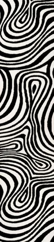 Miniatura 5 de Eyely NCS103F-28 Maribo High-Low Abstract Groovy Striped Black/White - Alfombra de pasillo de 2 x 8 pies, negro/blanco, 2 pies x 8 pies