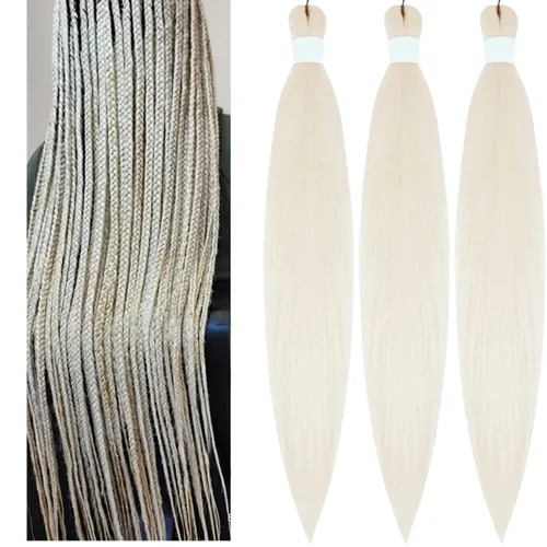 Miniatura 36 de Cabello estirado de fibra Kanekalon para trenzar con cabello humano, color oro rosado, 30 pulgadas