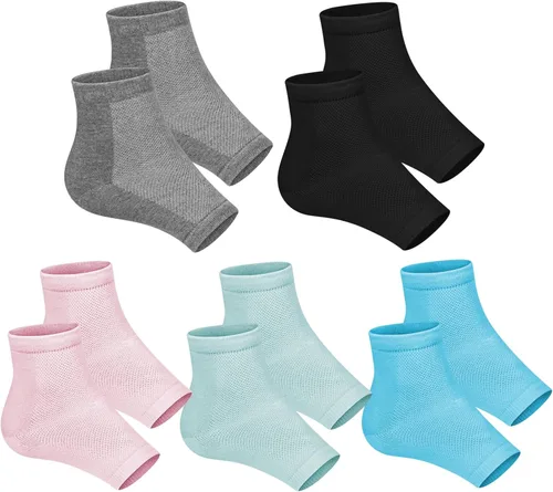 Ohtomber 5 pares de calcetines de reparación de tratamiento de talón agrietado - Ohtomber 5 pares de gel de silicona para el cuidado de los pies,