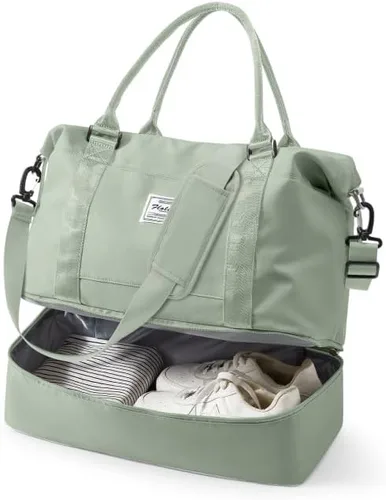 Miniatura 12 de VECAVE Bolsa de viaje para mujer, bolsa deportiva para gimnasio, E20-Púrpura profundo, Grande, Bolsa de viaje