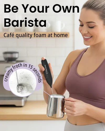 Miniatura 2 de Elementi Varita espumadora de leche rosa y mezclador de matcha, mini batidor eléctrico, varita mezcladora de café, agitadores de café, batidor Rosa